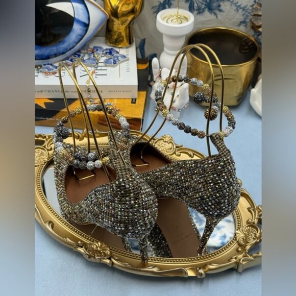 🆕 KURT GEIGER LONDON 🧿 NWOB Embellished Belgravia Jewel Pumps, Beige Combo Sz7 - Picture 7 of 15